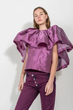 LILAC PLEATED CAPE TOP