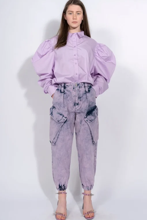 LILAC PUFF SLEEVE SHIRT