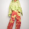 LIME AND RED TIE DYE BOYFRIEND TROUSERS