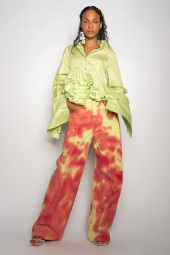 LIME AND RED TIE DYE BOYFRIEND TROUSERS