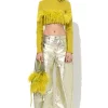 LIME CROPPED FEATHER TOP