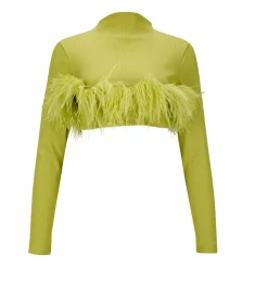 LIME CROPPED FEATHER TOP
