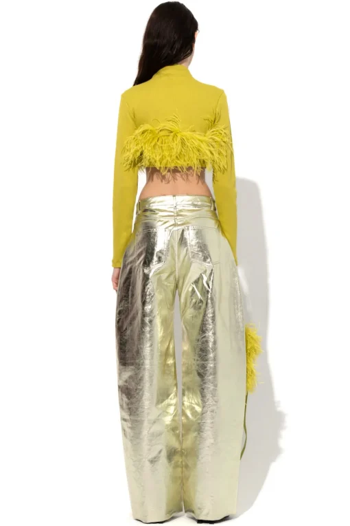 LIME CROPPED FEATHER TOP