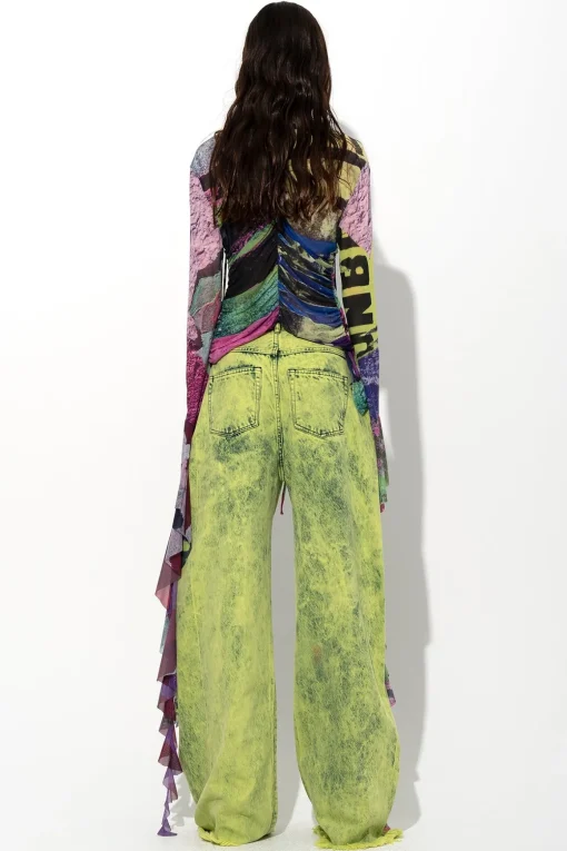 LIME DENIM BOYFRIEND TROUSERS