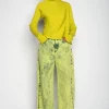 LIME MERINO DRAPED JUMPER