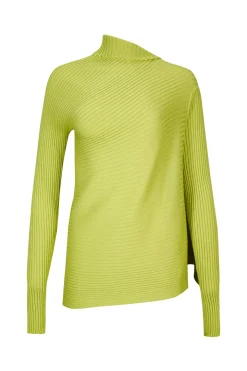 LIME MERINO DRAPED JUMPER