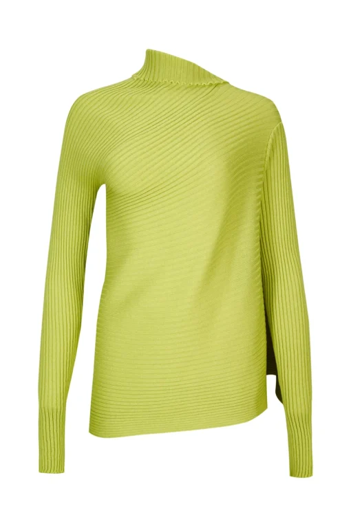 LIME MERINO DRAPED JUMPER