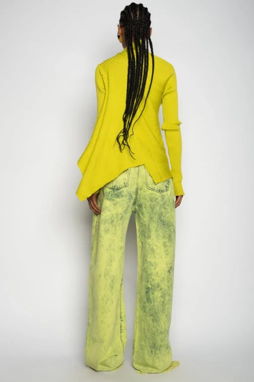 LIME MERINO DRAPED JUMPER
