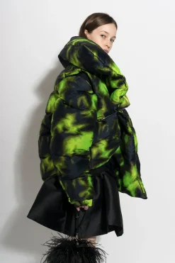 LIME TIE DYE M'A PUFFER JACKET