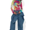 MID BLUE BELTED BOYFRIEND JEANS