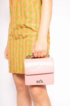 MINI CHAIN BAG IN PINK CROCO
