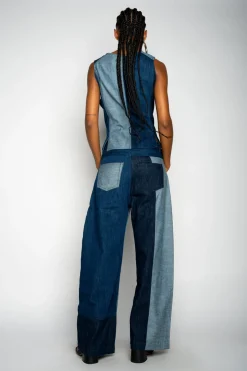 MIXED DENIM BOYFRIEND TROUSERS