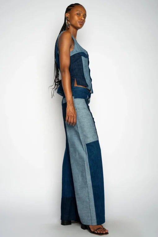 MIXED DENIM BOYFRIEND TROUSERS