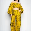 MUSTARD FLORAL BOYFRIEND TROUSERS