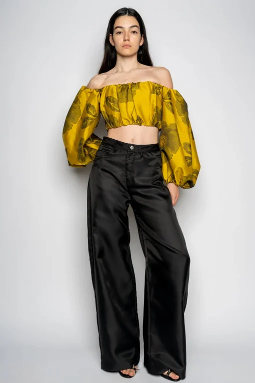 MUSTARD FLORAL OFF SHOULDER TOP