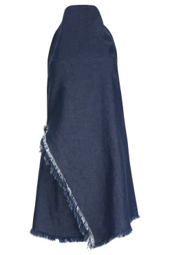 NAVY DENIM HALTERNECK MINI DRESS
