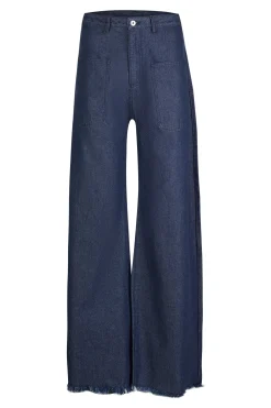NAVY DENIM PATCH POCKET BOYFRIEND TROUSERS