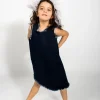 NAVY DENIM SLEEVELESS DRESS