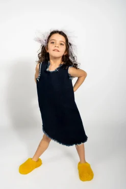 NAVY DENIM SLEEVELESS DRESS
