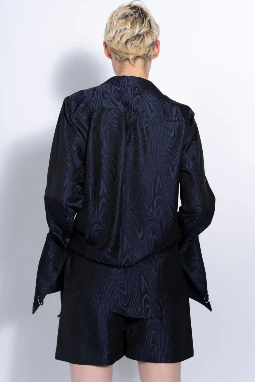 NAVY EMBROIDERED PYJAMA SHIRT