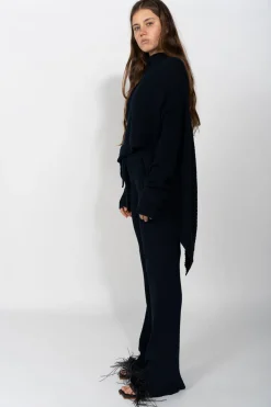 NAVY KNITTED TROUSERS