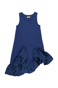 NAVY SLEEVELESS FLOUNCE DRESS