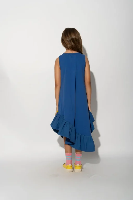 NAVY SLEEVELESS FLOUNCE DRESS