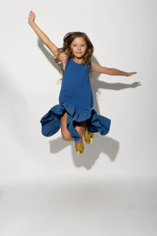 NAVY SLEEVELESS FLOUNCE DRESS