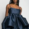 NAVY STRAPPY PUFF TOP