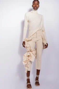 OFF-WHITE DRAPED JUMPER IN MERINO KNIT
