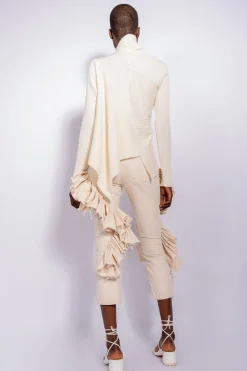 OFF-WHITE DRAPED JUMPER IN MERINO KNIT