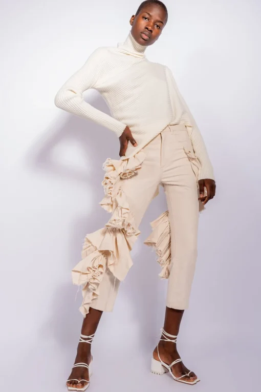 OFF-WHITE DRAPED JUMPER IN MERINO KNIT