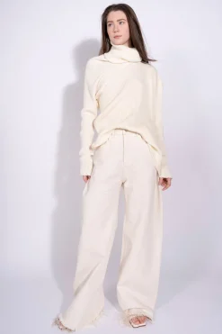 OFF-WHITE DRAPED TURTLENECK JUMPER