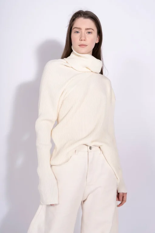 OFF-WHITE DRAPED TURTLENECK JUMPER