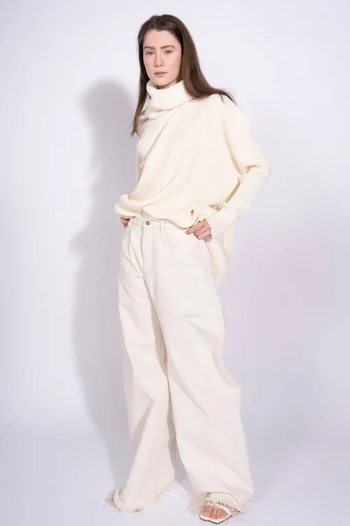 OFF-WHITE DRAPED TURTLENECK JUMPER