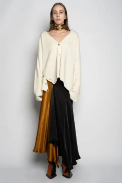 OFF-WHITE MERINO DECONSTRUCTED CARDIGAN
