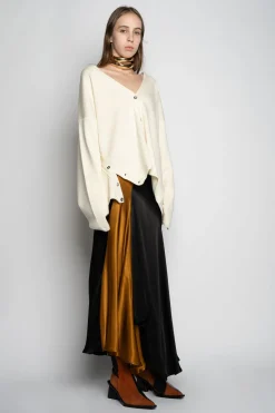 OFF-WHITE MERINO DECONSTRUCTED CARDIGAN