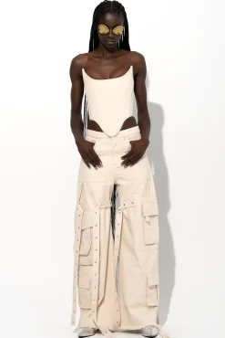 OFF-WHITE MULTI POCKET CARGO TROUSERS