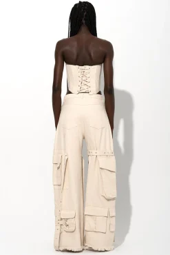 OFF-WHITE MULTI POCKET CARGO TROUSERS