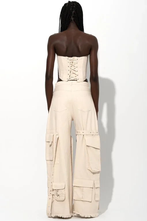 OFF-WHITE MULTI POCKET CARGO TROUSERS