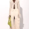 OFF-WHITE VISCOSE KNITTED TOP WITH FEATHERS