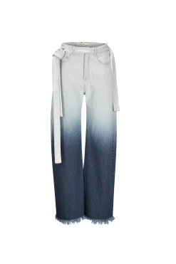 OMBRE DENIM BLUE BOYFRIEND JEANS WITH BELTS