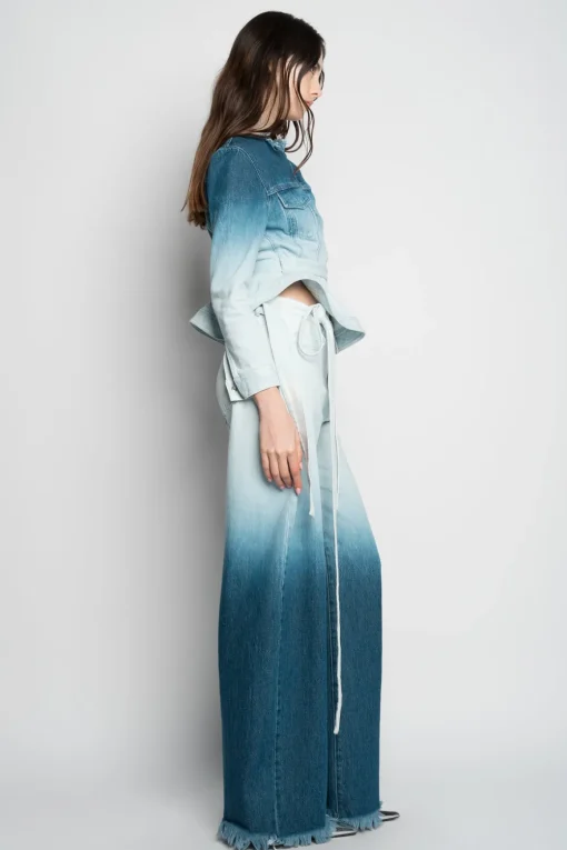 OMBRE DENIM BLUE BOYFRIEND JEANS WITH BELTS
