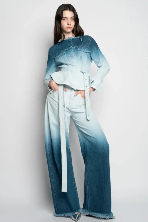 OMBRE DENIM BLUE BOYFRIEND JEANS WITH BELTS