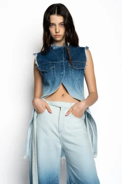 OMBRE DENIM BLUE PUSHED-BACK VEST