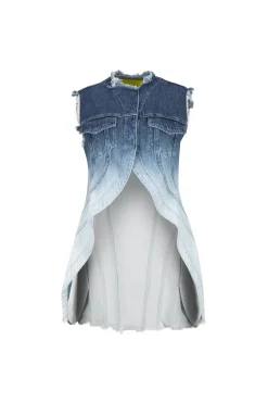 OMBRE DENIM BLUE PUSHED-BACK VEST