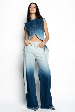OMBRE DENIM BLUE PUSHED-BACK VEST