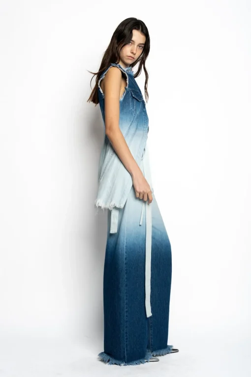 OMBRE DENIM BLUE PUSHED-BACK VEST