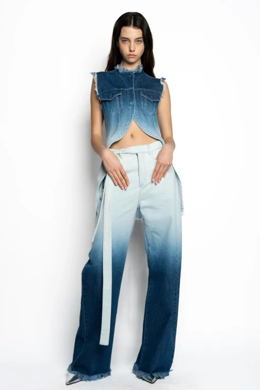 OMBRE DENIM BLUE PUSHED-BACK VEST