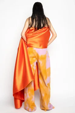 ORANGE AND PINK TIE DYE BOYFRIEND TROUSERS